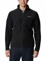 Polar Columbia Basin Trail III Full Zip para hombre, color negro, con cierre frontal completo y cuello alto. Presenta un tejido liso y suave, con bolsillos laterales con cierre.