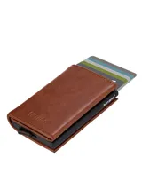 Billetera tarjetero Terrano R203 de cuero sintético marrón, con mecanismo de acceso rápido a tarjetas y tecnología de bloqueo RFID.