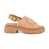 Sandalia color beige con plataforma y suela track.