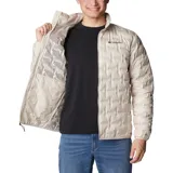 Campera técnica Columbia modelo Delta Ridge II, con tecnología HeatSeal™ de construcción sin costuras y forro termorreflectante Omni-Heat™. Presenta cierre frontal completo, cuello alto con protección para la barbilla, bolsillos laterales con cremallera y puños ribeteados. Confeccionada con aislamiento de plumón de 650 hilos y tejido exterior con tecnología Omni-Shield™ repelente al agua y manchas.