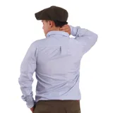 Camisa de hombre a cuadros rojos y blancos, de manga larga y corte clásico.