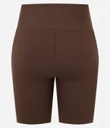 Bermuda deportiva Get Over de poliamida color marrón, con cintura ancha y diseño de tiro alto.