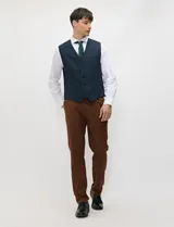 Chaleco de vestir Harrington Select de color azul marino, con cierre frontal de botones y bolsillos ribeteados.