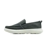 Zapato casual Hanker estilo alpargata slip-on de lona color azul, con suela blanca gruesa y costuras decorativas visibles.