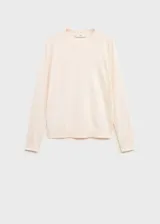 Jersey de punto fino con cuello redondo y manga larga, de diseño recto y corte estándar.