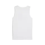 Musculosa Puma ESS Nº1 Logo Tank blanca de hombre, con gran estampado frontal del logo y nombre de la marca en negro.