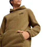 Canguro Puma color marrón de chiporro sintético con capucha, bolsillo tipo canguro, puños y dobladillo elásticos, y logo bordado en el pecho.