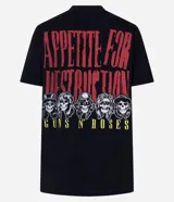 Remera negra de algodón con estampado de la banda Guns N' Roses en el frente y la espalda.