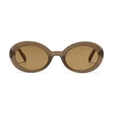 Lentes de sol unisex color marrón con marco ovalado de plástico reciclado y filtro UV400.