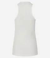 Musculosa negra de rib con escote halter y corte ajustado.
