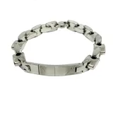 Pulsera de acero plateado de eslabones gruesos con detalle central rígido con circonia.