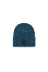 Gorro tejido con puño de la marca 47, en color azul melange. Presenta el logo de los Los Angeles Dodgers bordado en relieve en la parte frontal y una pequeña etiqueta lateral con el logo de la marca.