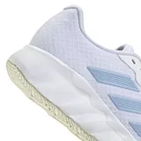 Championes de running Adidas modelo Switch Move, color blanco con detalles en celeste pastel. Presentan capellada de malla técnica transpirable, entresuela de EVA para amortiguación y suela Adiwear de alta resistencia.