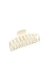 Broche para el pelo tipo clip de mandíbula, color blanco, con diseño de dientes redondeados.