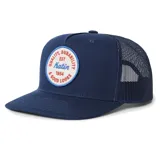 Gorra de béisbol azul marino con paneles traseros de malla y parche circular con el logo de Katin en el frente.