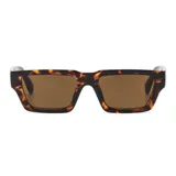 Lentes de sol unisex con montura rectangular gruesa con estampado carey y lentes marrones.