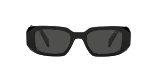 Lentes de sol Prada modelo 17W, con armazón rectangular de acetato negro y micas oscuras.