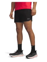 Short deportivo Under Armour Velociti Pro color negro, con aberturas laterales y ribete gris reflectante, logo de la marca estampado en una pierna.