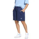Short deportivo azul marino con cordón ajustable en la cintura, logo de Umbro bordado en la pierna derecha y escudo del Club Nacional de Football en la pierna izquierda.
