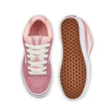 Zapatillas Vans Caldrone color rosa con detalles en blanco. Confeccionadas en lona y gamuza, con cierre de cordones, cuello y lengüeta acolchados, plantilla acolchada y suela de goma tipo gofre.