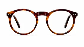 Armazón de receta con diseño redondeado y estilo vintage, fabricado en bio acetato con estampado carey.