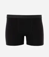 Set de tres calzoncillos tipo bóxer en color negro, gris y azul, confeccionados en algodón con elastano y cintura elástica.