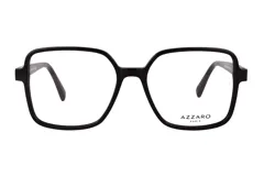 Anteojos de receta Azzaro con armazón cuadrado de acetato en color negro brillante.
