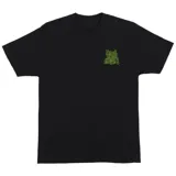 Remera negra de manga corta con estampado gráfico en color verde neón en el pecho.