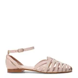 Sandalias planas Bottero de cuero color marrón, estilo huarache con capellada de tiras entrelazadas, talón cerrado y tira ajustable al tobillo con hebilla metálica.
