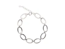 Pulsera de plata 925 con eslabones ovalados calados y cierre de mosquetón con cadena de alargue.