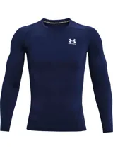 Remera de compresión Under Armour HeatGear de manga larga color azul marino con logo blanco en el pecho.