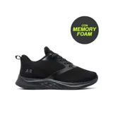 Championes deportivos de mujer con tecnología Memory Foam, confeccionados en tejido de malla transpirable color negro. Presentan un diseño ergonómico con suela de goma flexible y cierre mediante cordones.