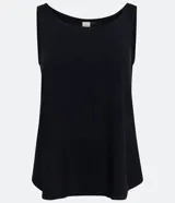 Musculosa azul de viscosa con escote redondo y tirantes anchos.