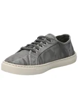Zapatillas de algodón orgánico color gris de RKF, con suela de caucho natural en color off-white, cordones al tono y ojalillos metálicos.
