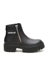 Botas de cuero negro Caterpillar modelo Colorado Max Chelsea, con plataforma chunky, suela dentada de goma y cierre lateral metálico.