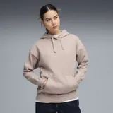 Hoodie de corte relajado color rosa viejo, con capucha ajustable mediante cordones, bolsillo tipo canguro frontal y logo de la marca bordado sutilmente en el centro del pecho.