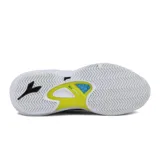 Championes deportivos Diadora Speed Fly 4+, modelo en color blanco con detalles en fucsia, amarillo lima y negro, con capellada de malla transpirable y suela de gran tracción.