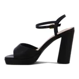 Sandalias Ramarim de taco alto y plataforma, color negro, con tira frontal ancha y tiras finas con hebilla ajustable al tobillo.