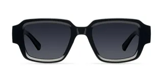 Lentes de sol cuadrados negros con bordes redondeados, montura de bio-based G850 y lentes polarizadas con protección UV400.