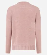 Suéter de punto texturizado color rosado con cuello redondo, manga larga y sisa desplazada de la marca Blue Steel.