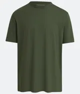 Remera marrón de algodón pima, corte comfort, cuello redondo y manga corta.