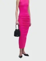 Cartera tipo bucket mini, color negro con apliques de strass, asa corta superior y correa larga desmontable. Incluye cierre con cordón ajustable y logo "J Marc" metálico en el frente.