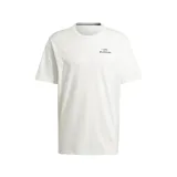 Remera blanca de algodón Adidas, con cuello redondo y mangas cortas. Estampado frontal con la leyenda "-LOS BLANCOS-" en color gris.