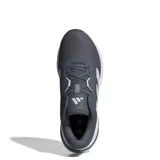 Championes Adidas Galaxy 7 color gris con detalles en blanco y las tres tiras características de la marca en color crema.