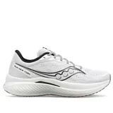 Championes de running Saucony Endorphin Speed 3, edición especial Run New York, color blanco con detalles en negro y rojo.