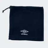 Cuello polar de abrigo color azul marino, con cordón elástico ajustable en la parte superior y logo de la marca Umbro bordado en blanco en el frente.