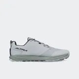 Championes de trail running Altra Superior, color gris con suela verde y detalles en azul marino. Diseño de malla transpirable y refuerzos sintéticos.