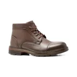 Bota de vestir de cuero color marrón con cordones y suela de goma.