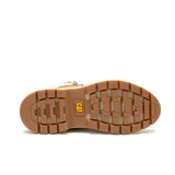 Bota híbrida Caterpillar modelo Colorado Sneaker, de diseño impermeable con parte superior en cuero nobuk y ante color arena. Presenta cordones al tono, detalles en malla, tiradores en el talón y lengüeta, y una suela robusta de goma con entresuela de EVA para mayor amortiguación.