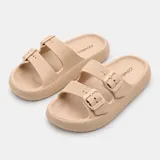 Sandalias O'Neill modelo Bondai Sand, color beige, con dos tiras ajustables con hebilla, suela plataforma texturizada y plantilla ergonómica.